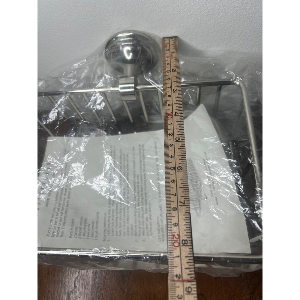 Pottery Barn Mercer Shower Caddy Polished Nickel Wall Mount Wire Basket 9" - Picture 8 of 10